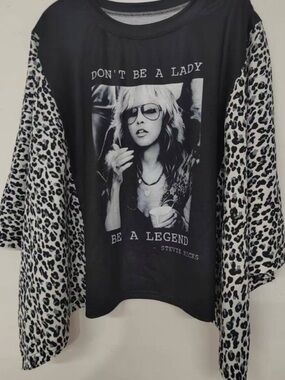 Stevie Nicks T-shirt - Leopard print patchwork